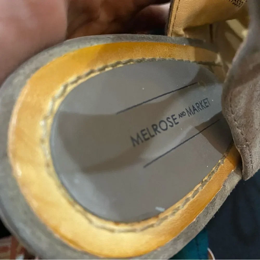 Melrose and Market Calista Fab Wedge Sandal Taupe Lace-up